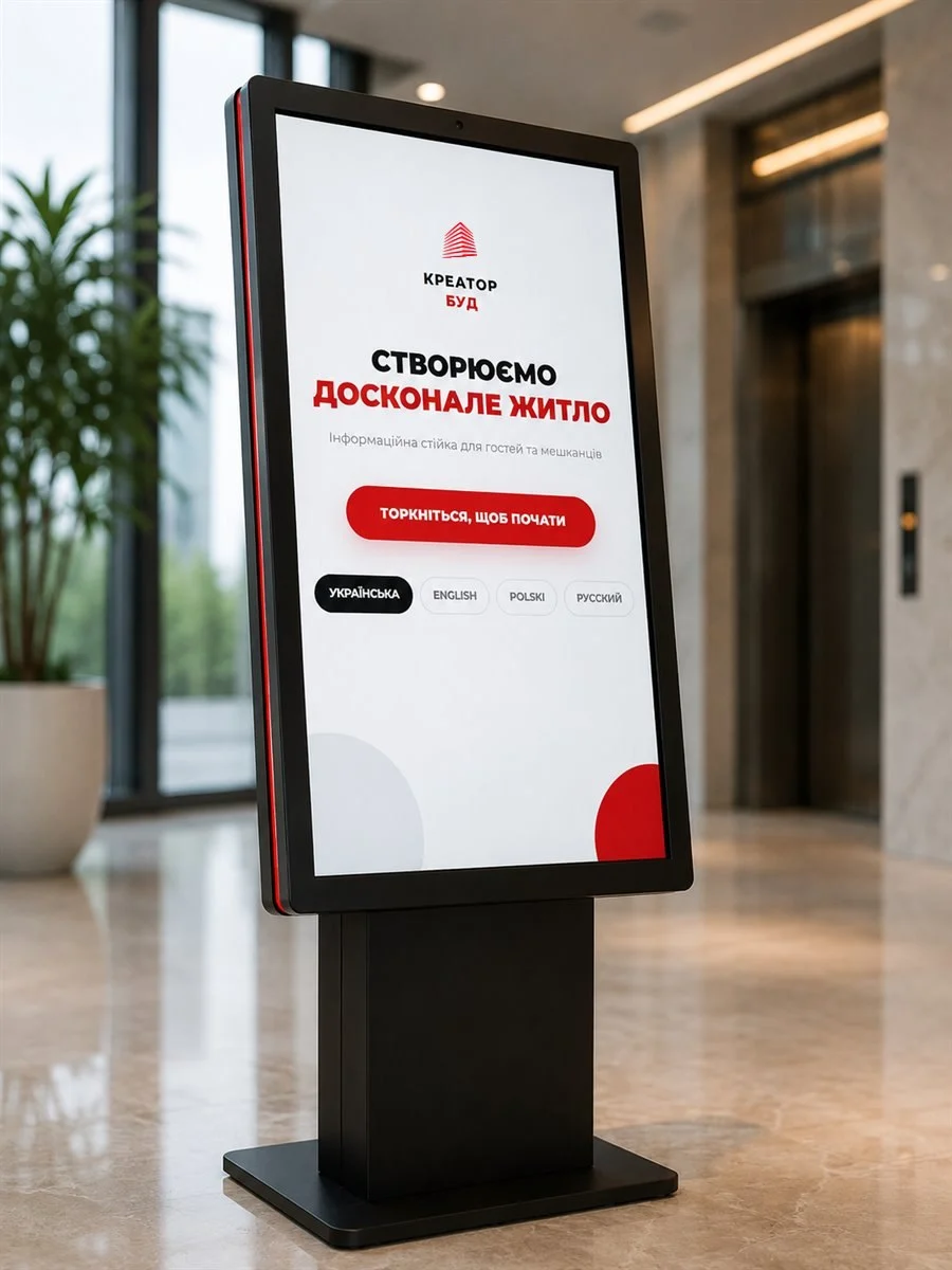 Інформаційна стійка «КреаторБуд» у холі ЖК